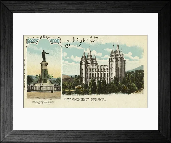 Framed Print : Salt Lake City - Brigham Young Monument and Temple Framed Print : Salt Lake City - Brigham Young Monument and Temple