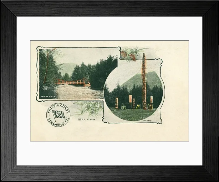 Framed Print : Indian River and Totem Poles - Sitka, Alaska, USA Framed Print : Indian River and Totem Poles - Sitka, Alaska, USA