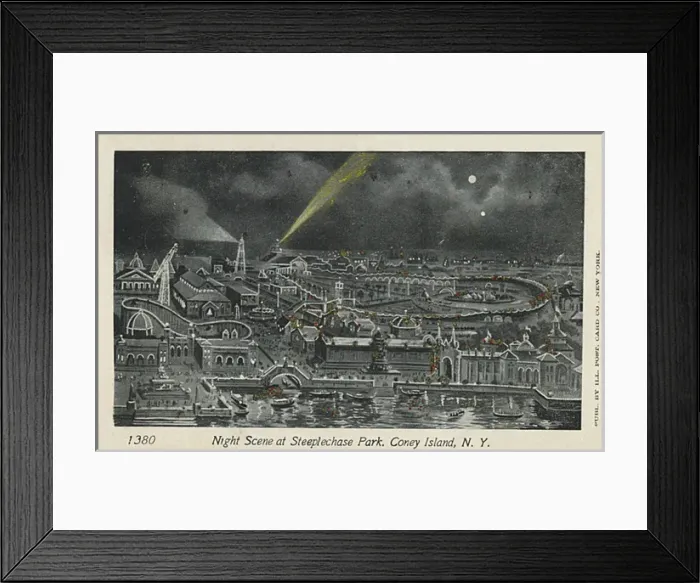 Framed Print : Night Scene at Steeplechase Park, Coney Island