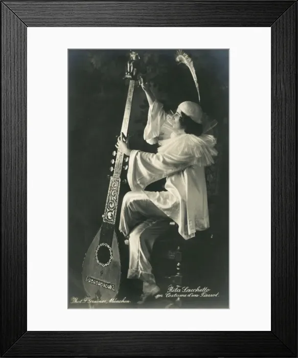 Framed Print : Rita Sacchetto in Pierrot costume Framed Print : Rita Sacchetto in Pierrot costume