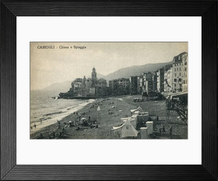 Framed Print : Italy - Camogli - Church and Beach Framed Print : Italy - Camogli - Church and Beach
