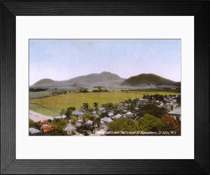 Framed Print : St. Kitts - Mountains and fields behind Basseterre Framed Print : St. Kitts - Mountains and fields behind Basseterre