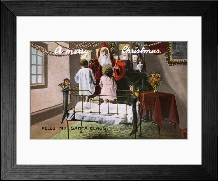 Framed Print : Children wake to greet Santa Claus on Christmas night Framed Print : Children wake to greet Santa Claus on Christmas night