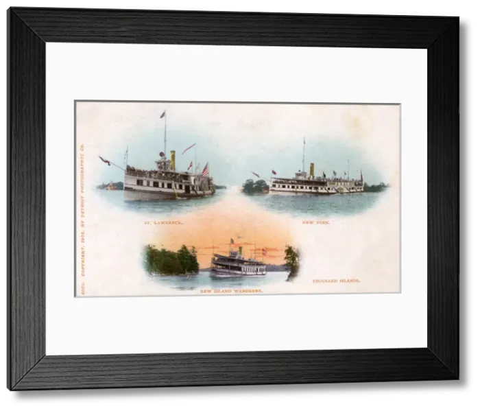 Framed Print : Tourist Tour Steamboats, Thousand Islands, Lake Ontario Framed Print : Tourist Tour Steamboats, Thousand Islands, Lake Ontario