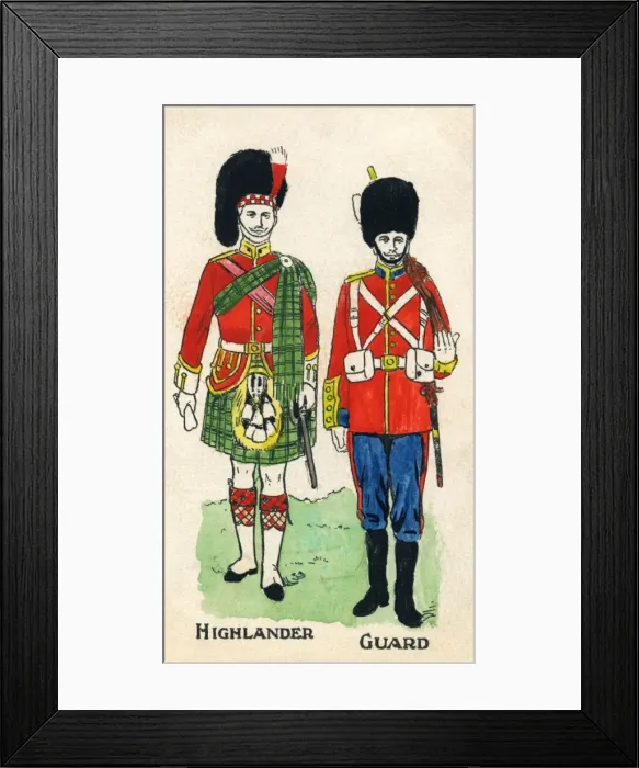 Framed Print : Costumes of a British Highlander and a Life Guard Framed Print : Costumes of a British Highlander and a Life Guard