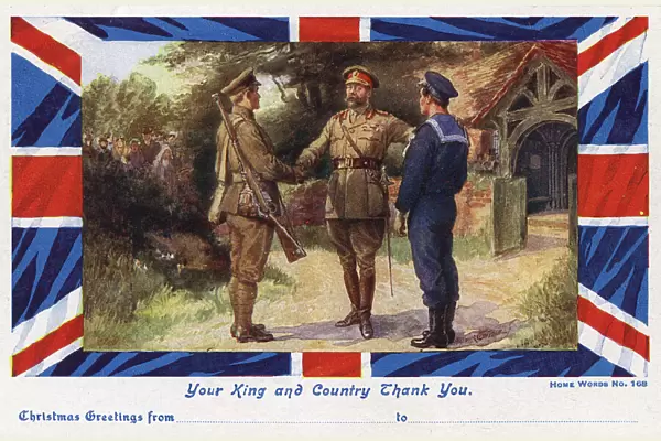 King George V offering thanks to the Army and Navy - WWI