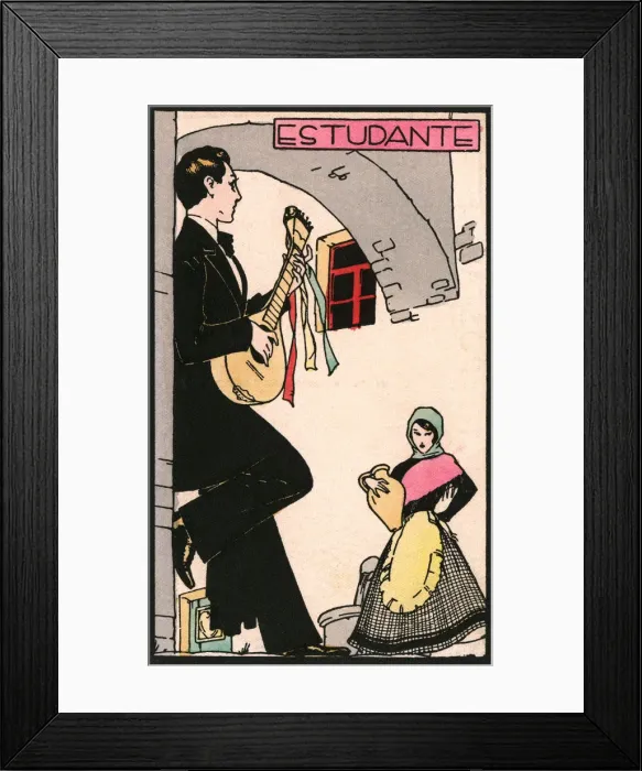 Framed Print : University Student playing Portuguese Guitar on the street Framed Print : University Student playing Portuguese Guitar on the street