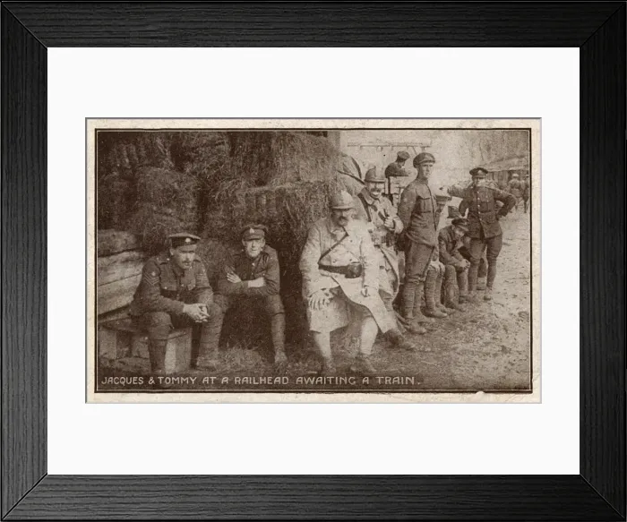 Framed Print : British and French soldiers awaiting transport to the front Framed Print : British and French soldiers awaiting transport to the front