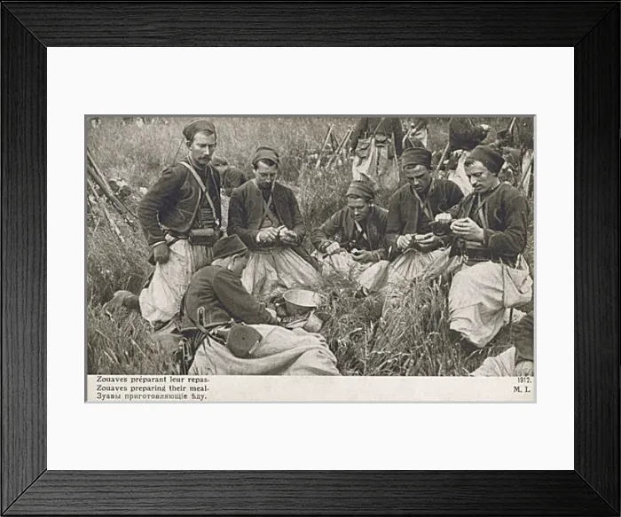 Framed Print : Zouaves Troops preparing their meal - WWI Framed Print : Zouaves Troops preparing their meal - WWI