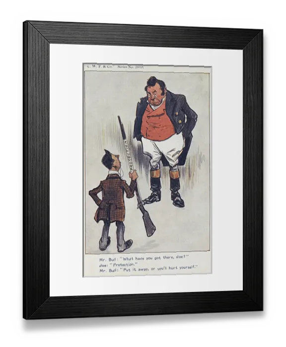Framed Print : John Bull disagreeing with Joseph Chamberlains Policies Framed Print : John Bull disagreeing with Joseph Chamberlains Policies