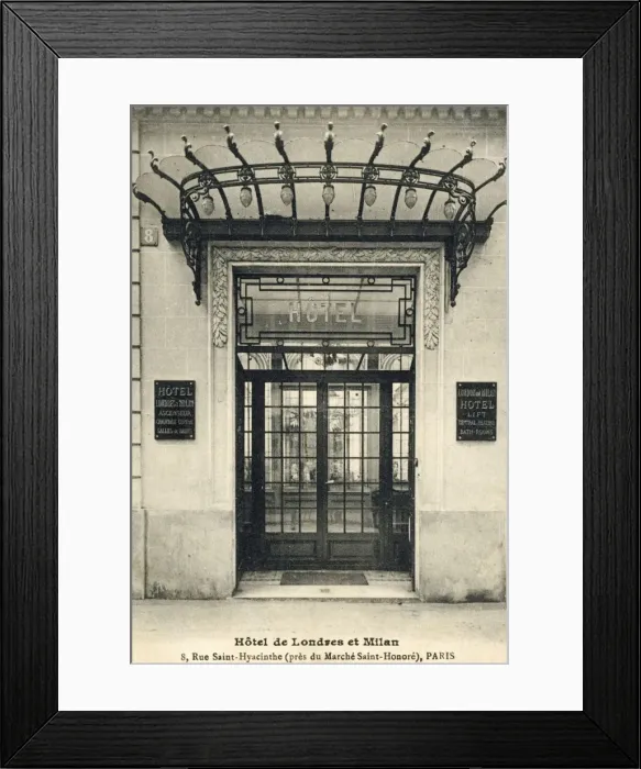 Framed Print : Entrance to the London and Milan Hotel in Paris, France Framed Print : Entrance to the London and Milan Hotel in Paris, France