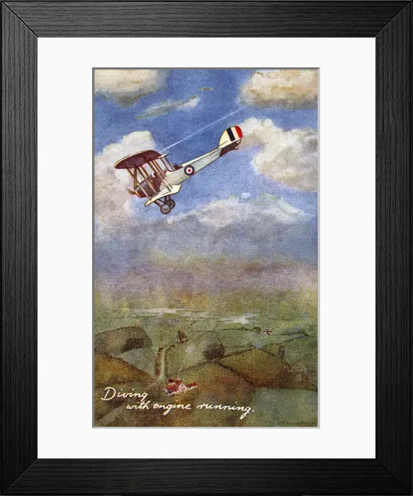 Framed Print : 1930s RAF biplane diving with the engine still running Framed Print : 1930s RAF biplane diving with the engine still running