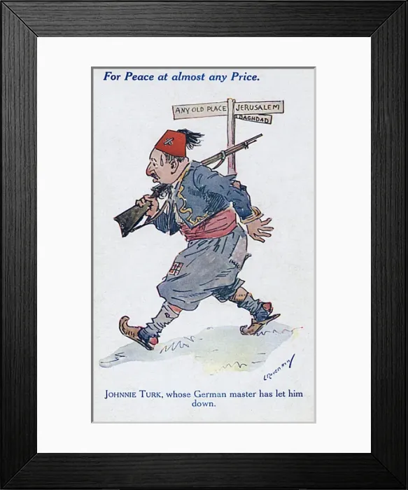 Framed Print : For Peace at almost any price - Johnnie Turk flees - WWI Framed Print : For Peace at almost any price - Johnnie Turk flees - WWI