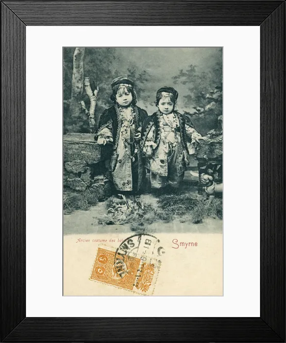 Framed Print : Izmir, Turkey - Two young toddlers in Traditional costume Framed Print : Izmir, Turkey - Two young toddlers in Traditional costume