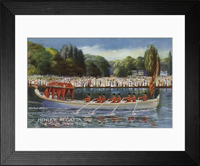 Framed Print : The Kings State Barge at the Henley Regatta - 1912 Framed Print : The Kings State Barge at the Henley Regatta - 1912