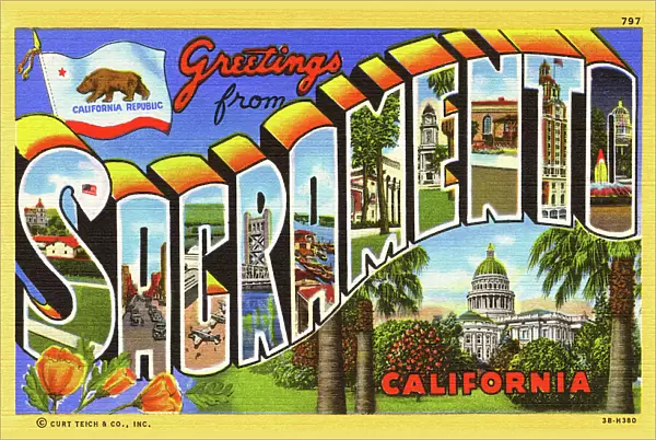 Large Letter Card - Greetings from Sacramento, California