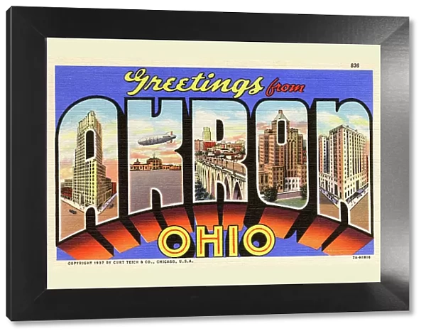Large Letter Card - Greetings from Akron, Ohio, USA