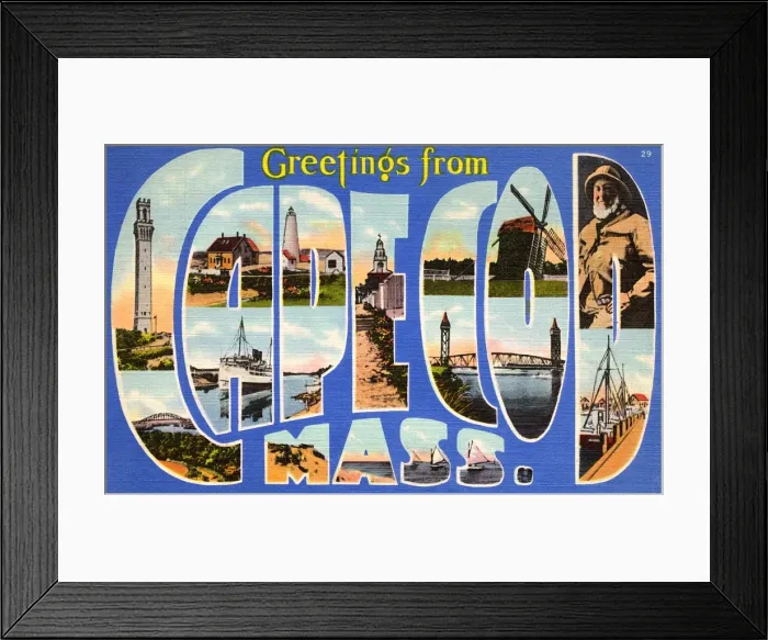 Framed Print : Large Letter Card - Greetings from Cape Cod, Massachusetts Framed Print : Large Letter Card - Greetings from Cape Cod, Massachusetts