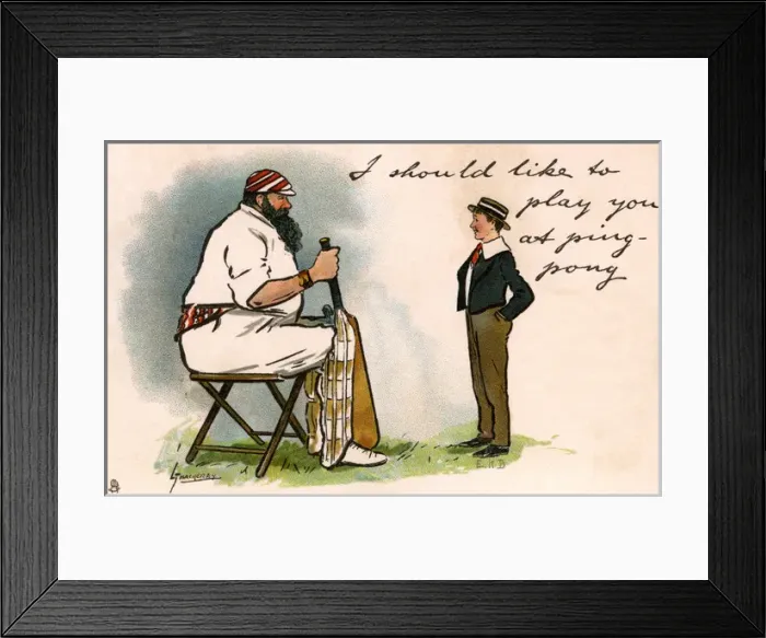 Framed Print : Schoolboy suggest a game of ping pong to W G Grace Framed Print : Schoolboy suggest a game of ping pong to W G Grace