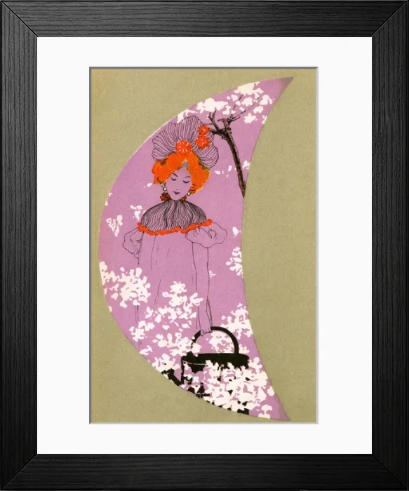 Framed Print : Art Nouveau - pretty Spring girl with watering can Framed Print : Art Nouveau - pretty Spring girl with watering can
