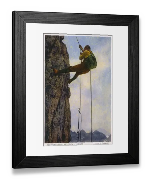 Framed Print : Rock climbing - Abseiling - Switzerland Framed Print : Rock climbing - Abseiling - Switzerland