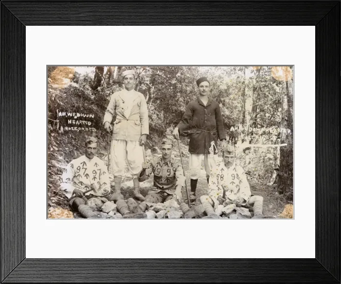 Framed Print : British troops in India pretend to be rock-breaking convicts Framed Print : British troops in India pretend to be rock-breaking convicts