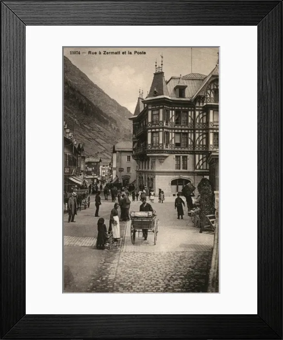 Framed Print : Zermatt, Switzerland - Street scene and the Post Office Framed Print : Zermatt, Switzerland - Street scene and the Post Office