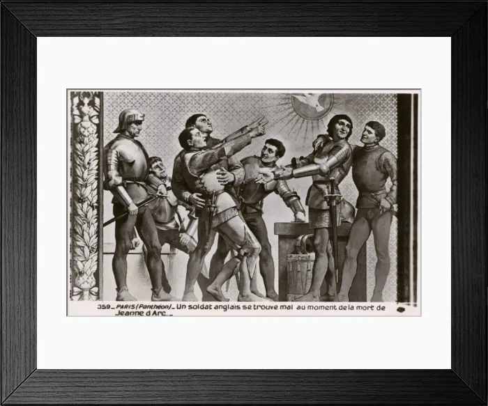 Framed Print : English soldier is taken ill at the death of Joan of Arc Framed Print : English soldier is taken ill at the death of Joan of Arc