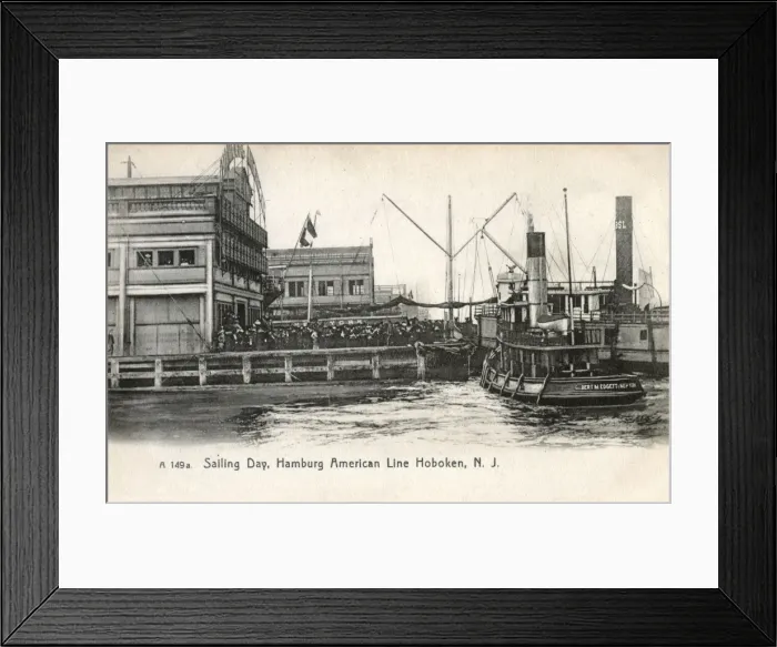Framed Print : Sailing Day, Hamburg American Line, Hoboken, New Jersey, USA Framed Print : Sailing Day, Hamburg American Line, Hoboken, New Jersey, USA