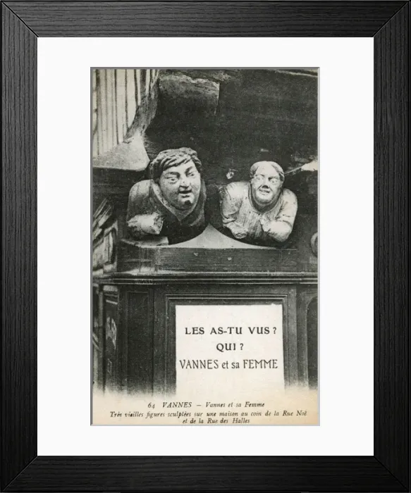 Framed Print : Two old figures - Vannes, France