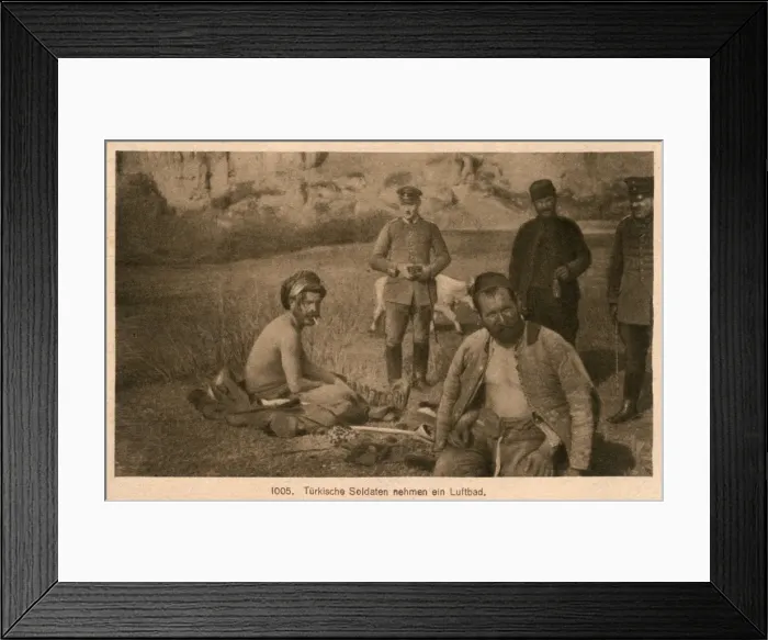 Framed Print : WWI - Turkish soldiers take an air bath Framed Print : WWI - Turkish soldiers take an air bath