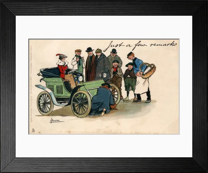 Framed Print : Admiring a Ladies smart new Automobile