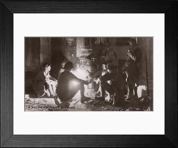 Framed Print : A soldiers night bivouac - WWI - possibly in a church Framed Print : A soldiers night bivouac - WWI - possibly in a church
