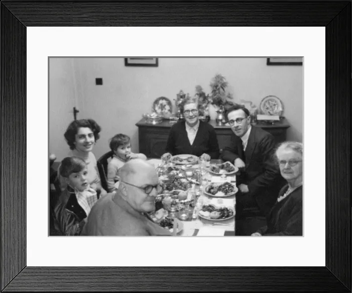 Framed Print : Extended family eating Christmas Dinner Framed Print : Extended family eating Christmas Dinner
