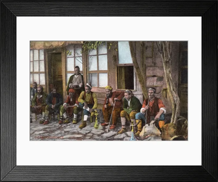 Framed Print : Turkish Cafe and patrons, Istanbul, Turkey