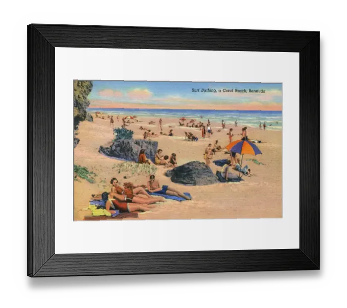 Framed Print : Sunbathing on a Coral Beach, Bermuda Framed Print : Sunbathing on a Coral Beach, Bermuda