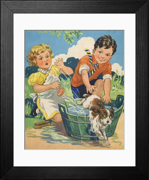 Framed Print : Cheeky young Puppy avoids bathtime Framed Print : Cheeky young Puppy avoids bathtime
