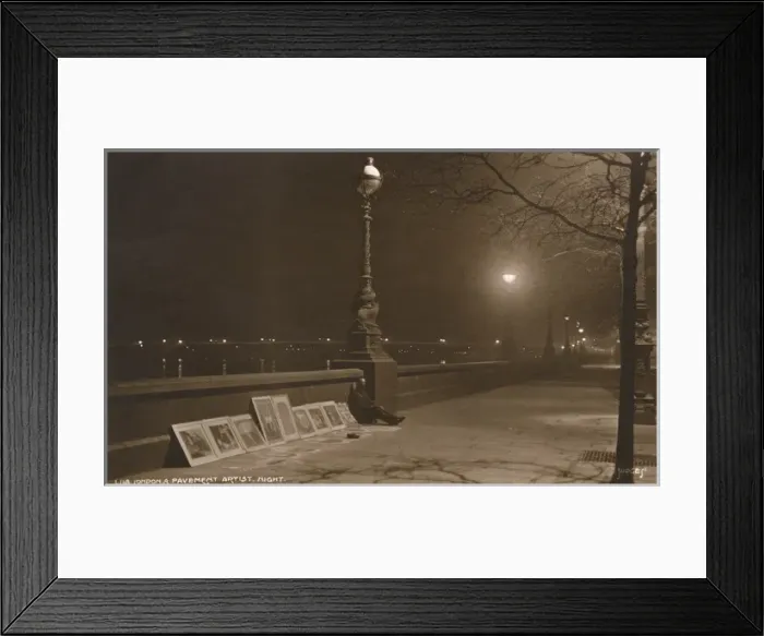 Framed Print : Pavement Artist - Nighttime on the Thames Embankment Framed Print : Pavement Artist - Nighttime on the Thames Embankment