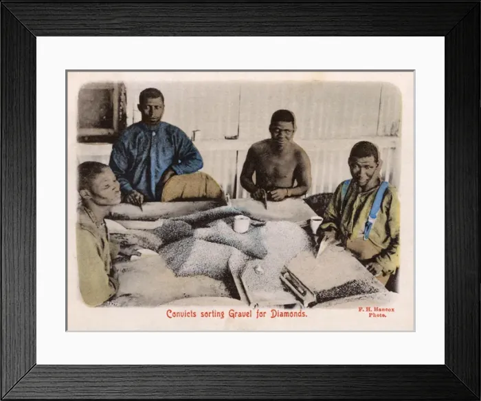 Framed Print : Kimberley, South Africa - Convicts sorting for diamonds Framed Print : Kimberley, South Africa - Convicts sorting for diamonds