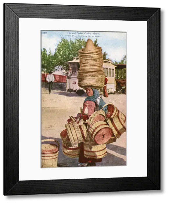 Framed Print : Mexico - Street Hat and basket vendor Framed Print : Mexico - Street Hat and basket vendor