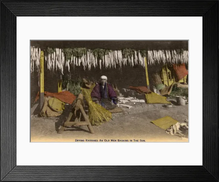 Framed Print : Drying radishes in the sun - Japan Framed Print : Drying radishes in the sun - Japan