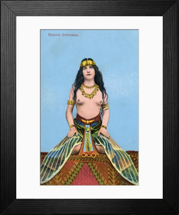 Framed Print : Oriental Egyptain Beauty wearing a Dragonfly Wing skirt Framed Print : Oriental Egyptain Beauty wearing a Dragonfly Wing skirt