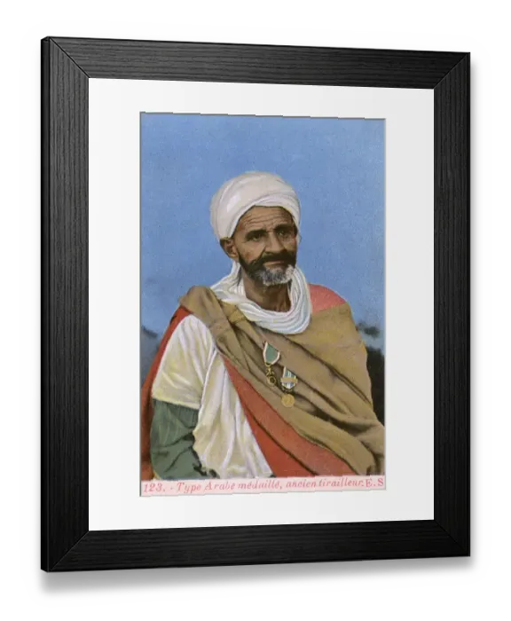 Framed Print : Former Colonial Moroccan Rifleman - with Arab Medal Framed Print : Former Colonial Moroccan Rifleman - with Arab Medal