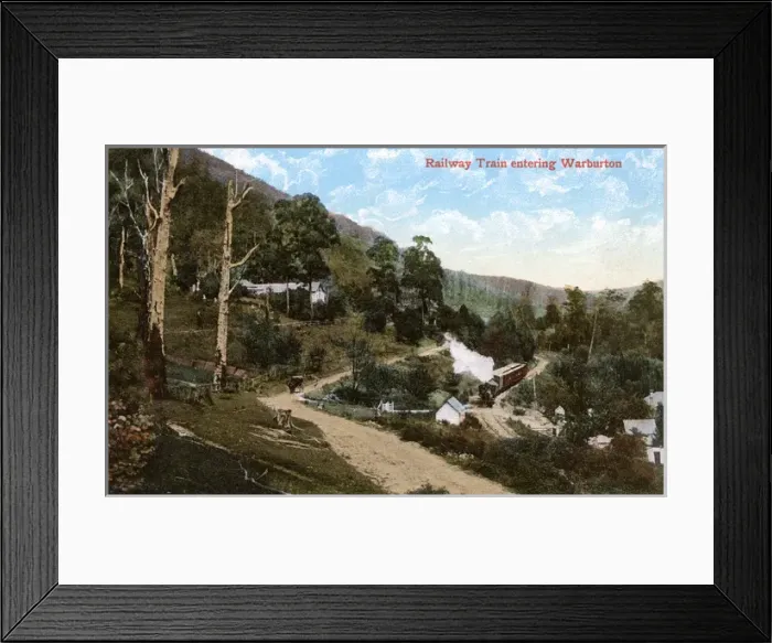 Framed Print : Railway Train entering Warburton, Victoria, Australia Framed Print : Railway Train entering Warburton, Victoria, Australia