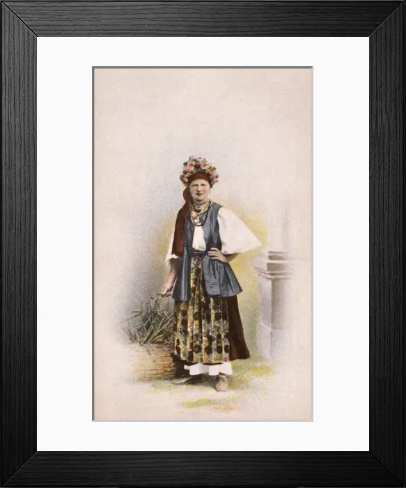 Framed Print : Russian Countrywoman wearing floral headdress Framed Print : Russian Countrywoman wearing floral headdress