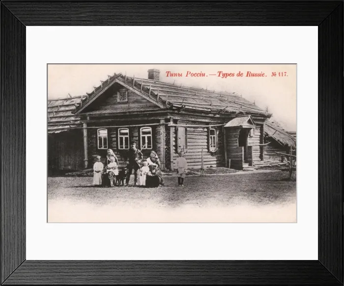 Framed Print : Russia - Family and their fine wooden house Framed Print : Russia - Family and their fine wooden house