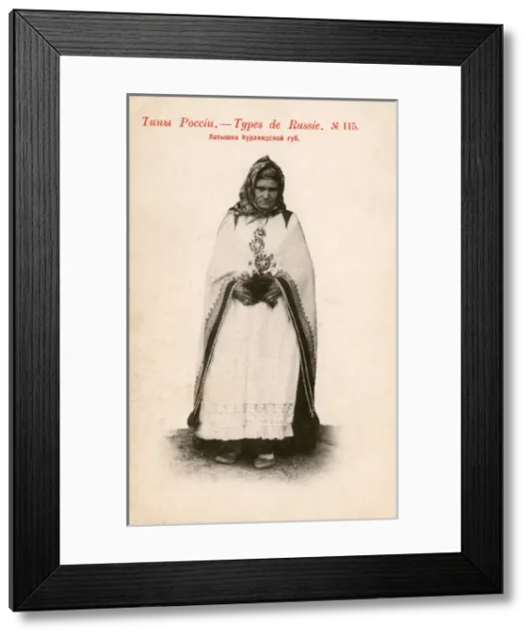 Framed Print : Old Woman in traditional costume - Latvian Courland Province Framed Print : Old Woman in traditional costume - Latvian Courland Province