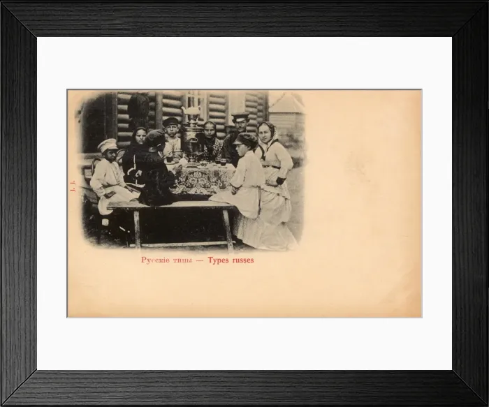 Framed Print : Russian Rural family gather around the Samovar Framed Print : Russian Rural family gather around the Samovar