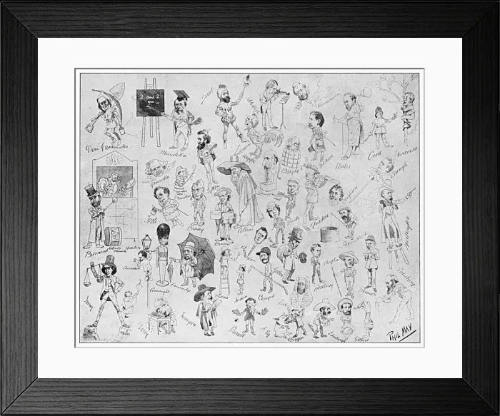 Framed Print : Phil Mays Social caricature - leading Victorian Gentlemen Framed Print : Phil Mays Social caricature - leading Victorian Gentlemen