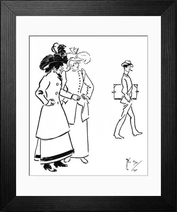Framed Print : Two Cockney ladies admiring an artist Framed Print : Two Cockney ladies admiring an artist